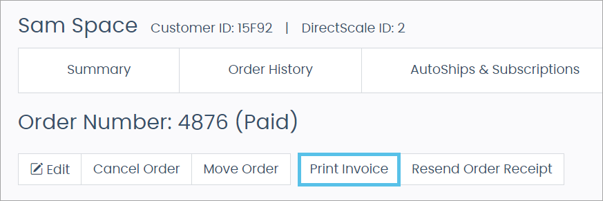 Print Invoice button